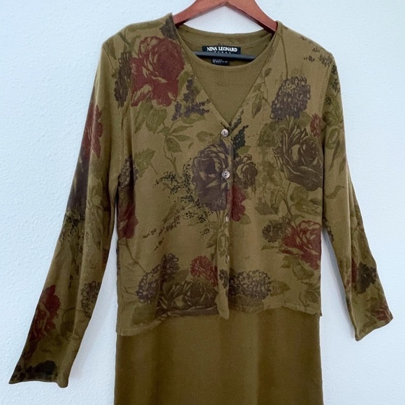 Nina Leonard vintage 80’s built in blazer wool blend knit dress L - Picture 3 of 11